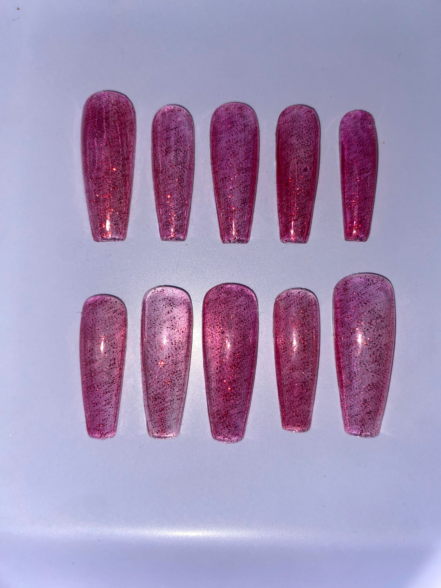 Pink Glitter Nails