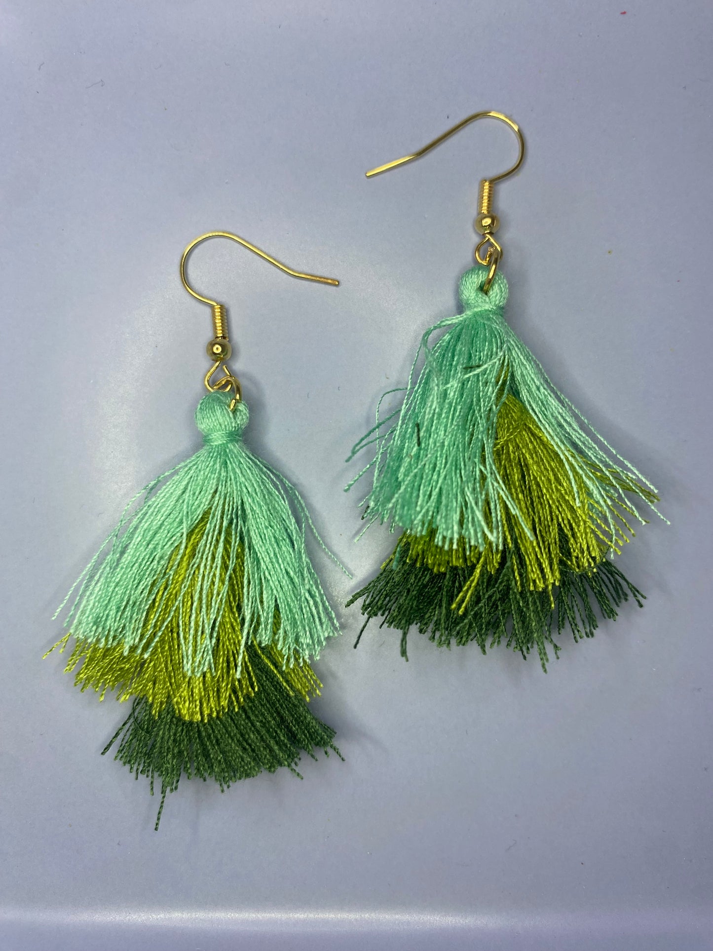 Green Tassel Earrings 3