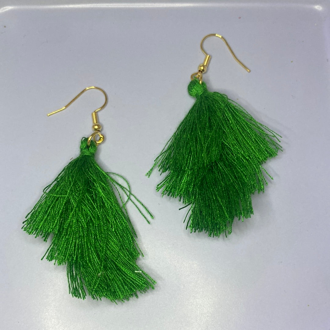 Green Tassel Earrings 5