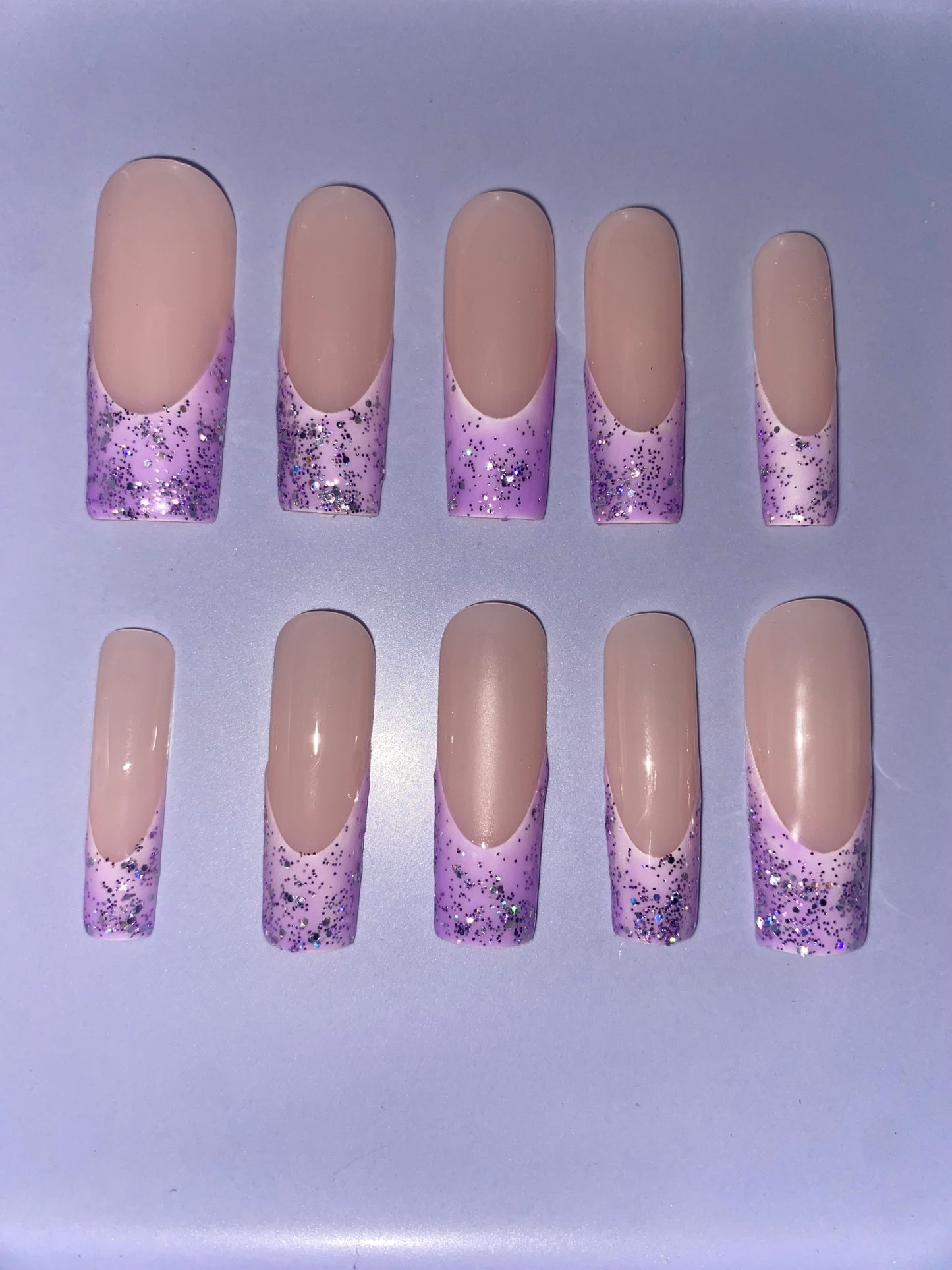 Purple Glitter Tip Nails