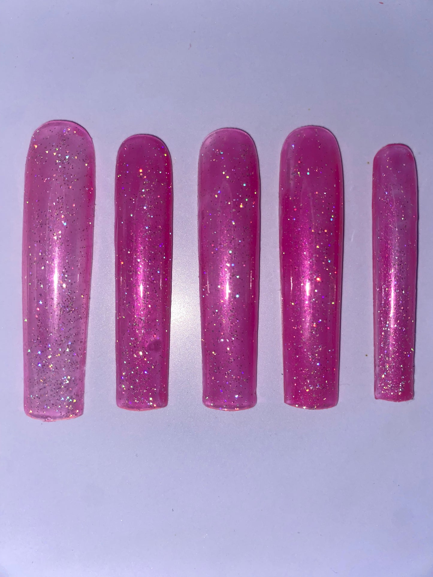 XL Pink Glitter Nails