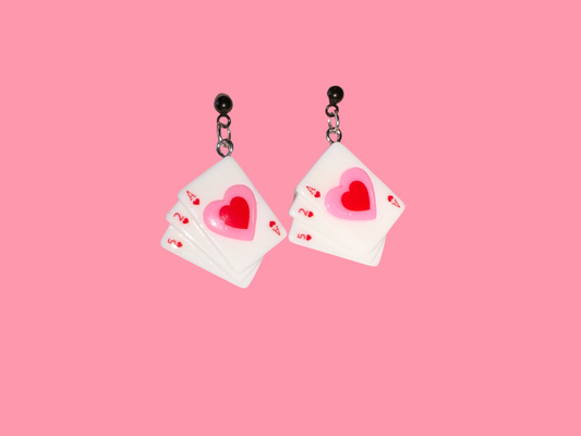 Heart Card Earrings small silver