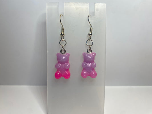 Purple/Pink gummy Bear Earrings 2