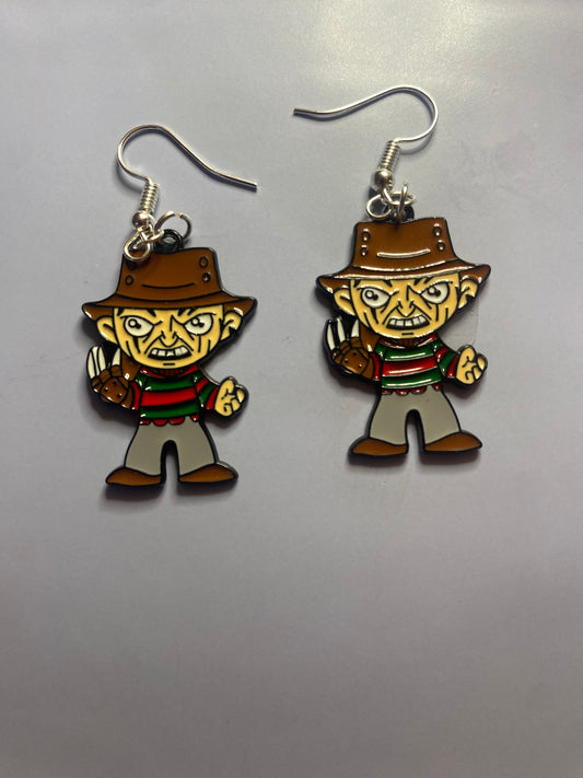 Freddy Krueger Earrings Silver