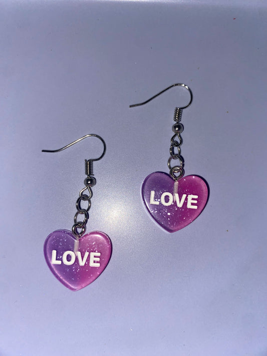 Purple/Pink Love Earrings