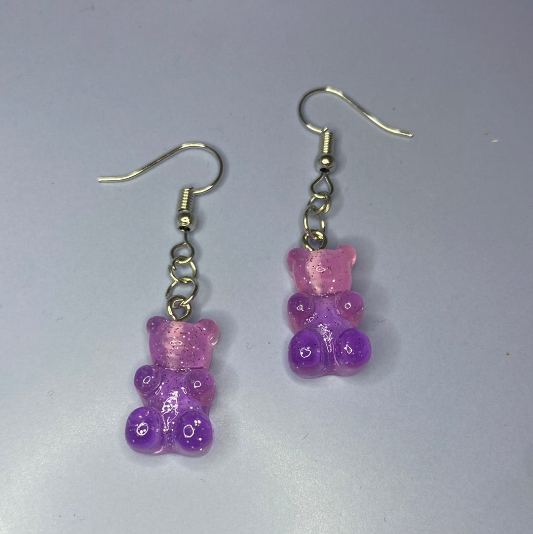 Pink/Purple Gummy Bear Earrings