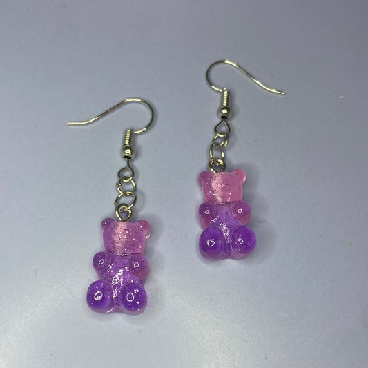 Pink/Purple Gummy Bear Earrings