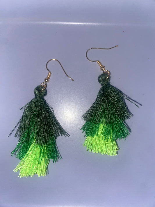 Green Tassel Earrings