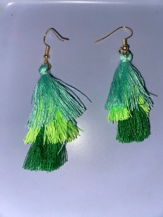 Green Tassel 1 Earrings